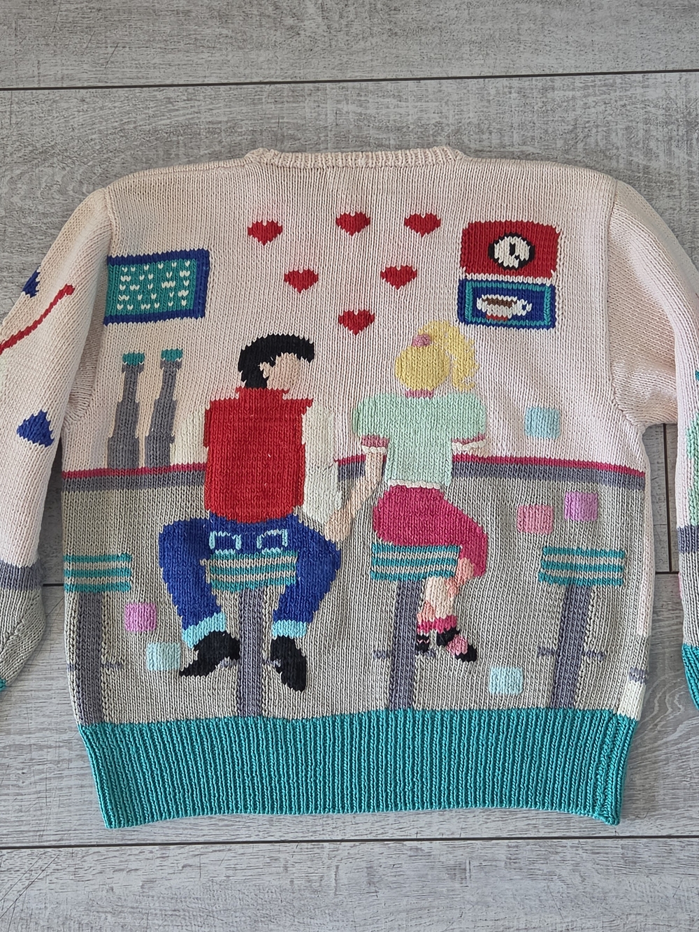 Vintage Berek 1989 RARE Hand Knit Heavy Sweater Retro Diner Womens Size S/M - Picture 6 of 7